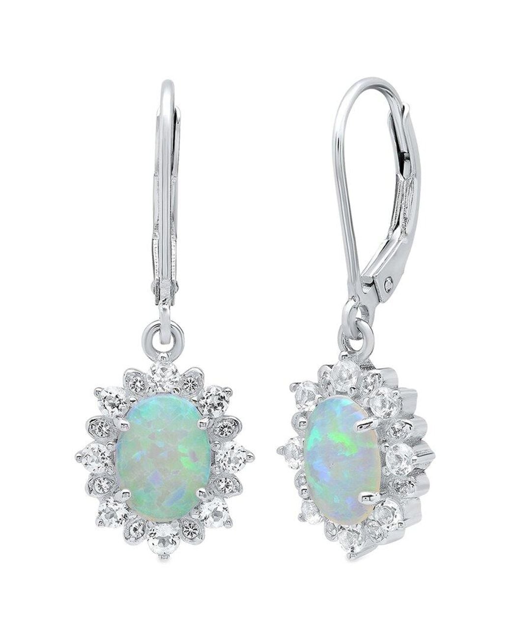 MaxColor Blue 1.00 Ct. Tw. Lab-Grown Opal Dangle Earrings