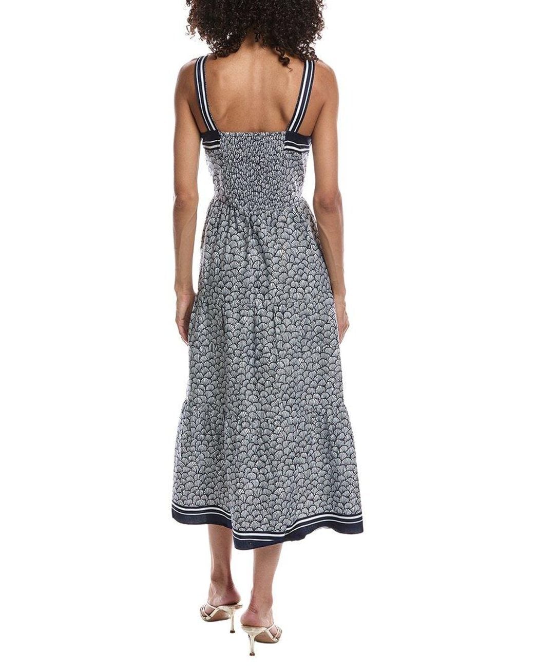 Cece Blue Tank Square Neck Tiered Maxi Dress