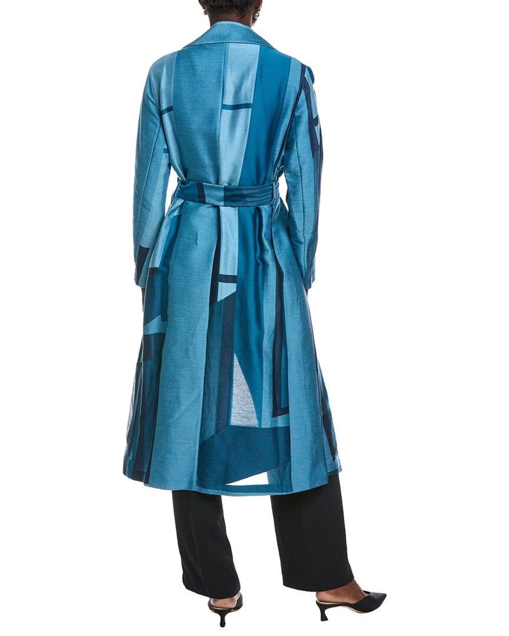 Akris Blue Ivani Silk-Blend Trench Coat