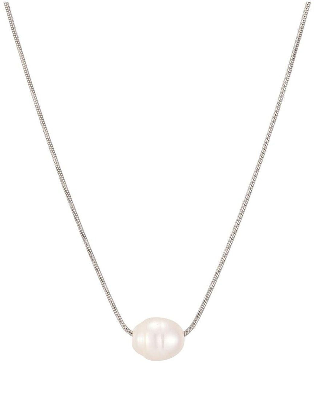 Adornia Metallic Plated Stainless Steel 9.8Mmx8Mm Pearl Necklace