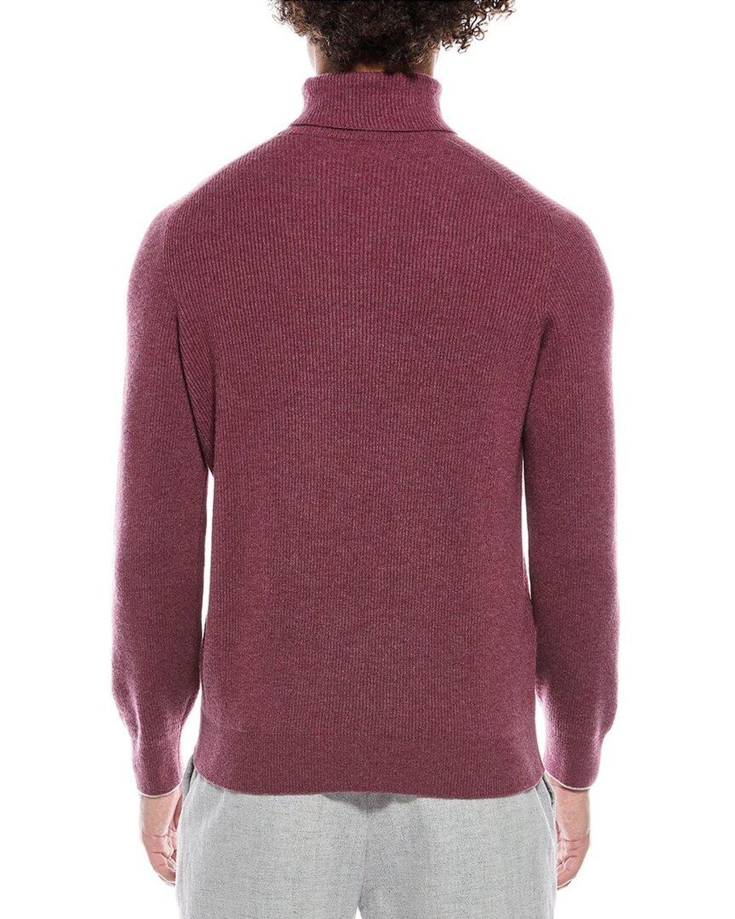 Brunello Cucinelli Red 100% Cashmere Turtleneck Sweater for men