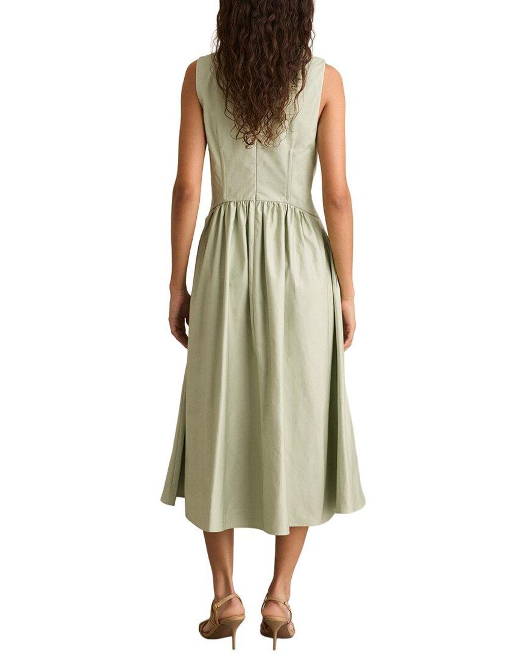 Reiss Green Liza Cotton Corset Dress