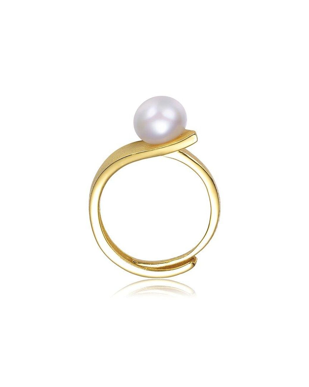 Genevive Jewelry Metallic 14k Over Silver Pearl Ring