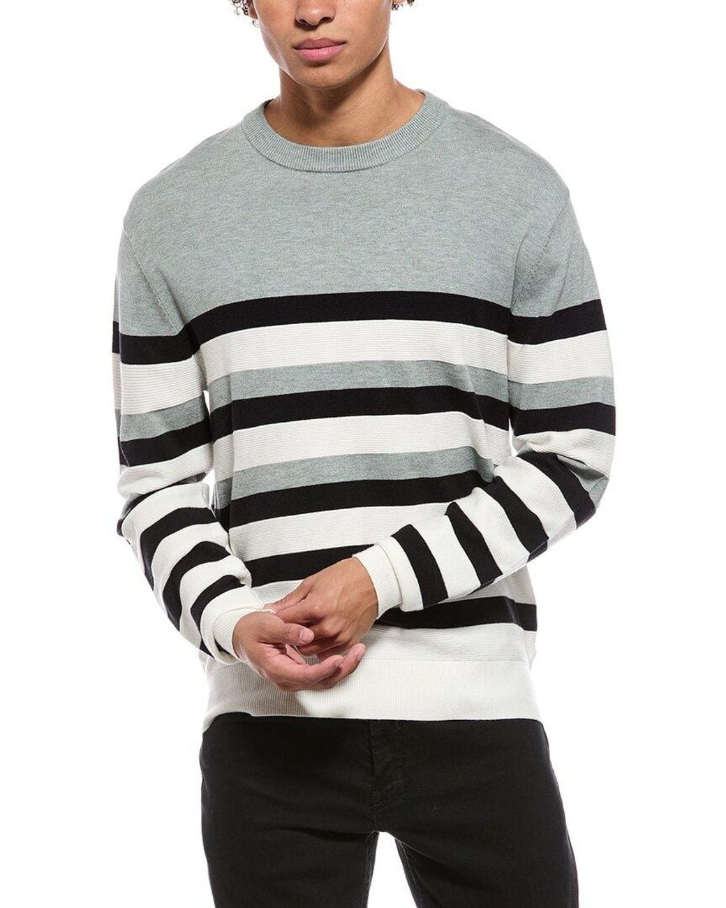 Point Zero Gray Semi Fit Crewneck Sweater for men