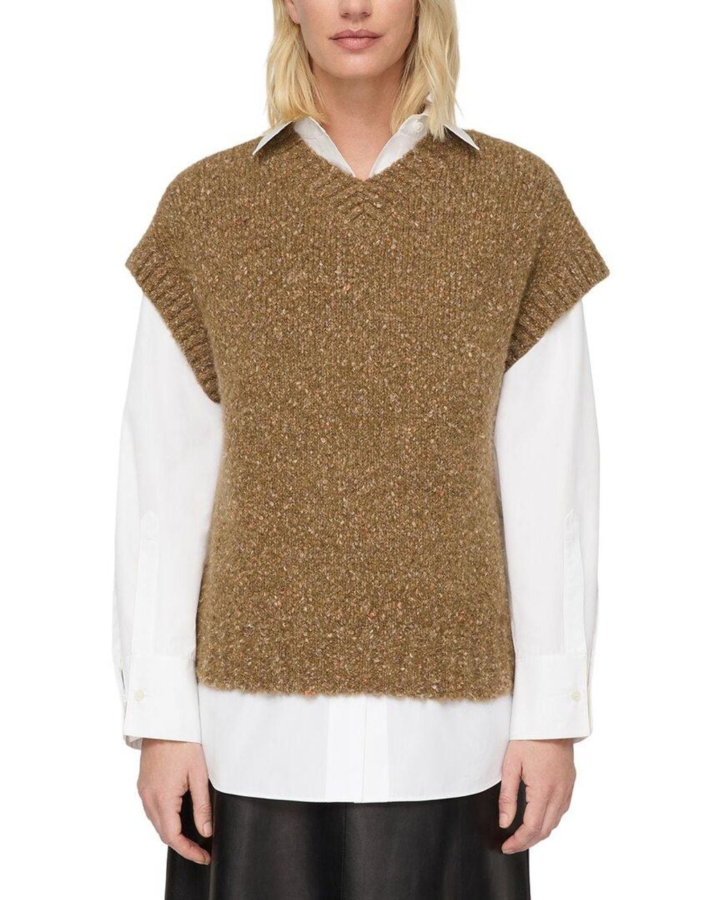 Lafayette 148 New York Brown Alpaca- & Wool-Blend Vest