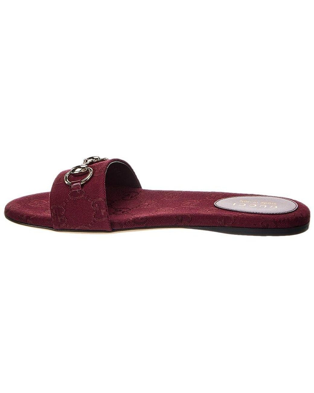 Gucci Red Horsebit Gg Canvas Sandal