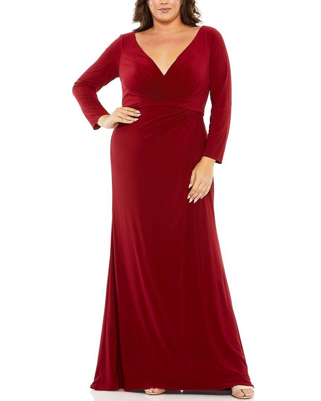 Mac Duggal Red Fabulouss Plus Column Gown