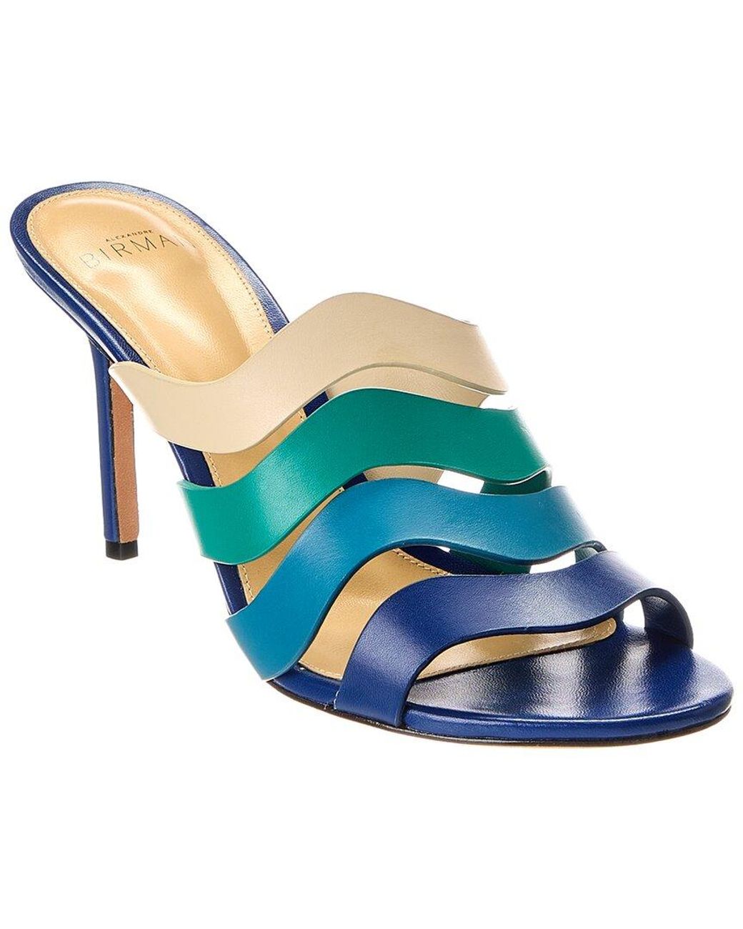 Alexandre Birman Blue Aila 85 Leather Mule
