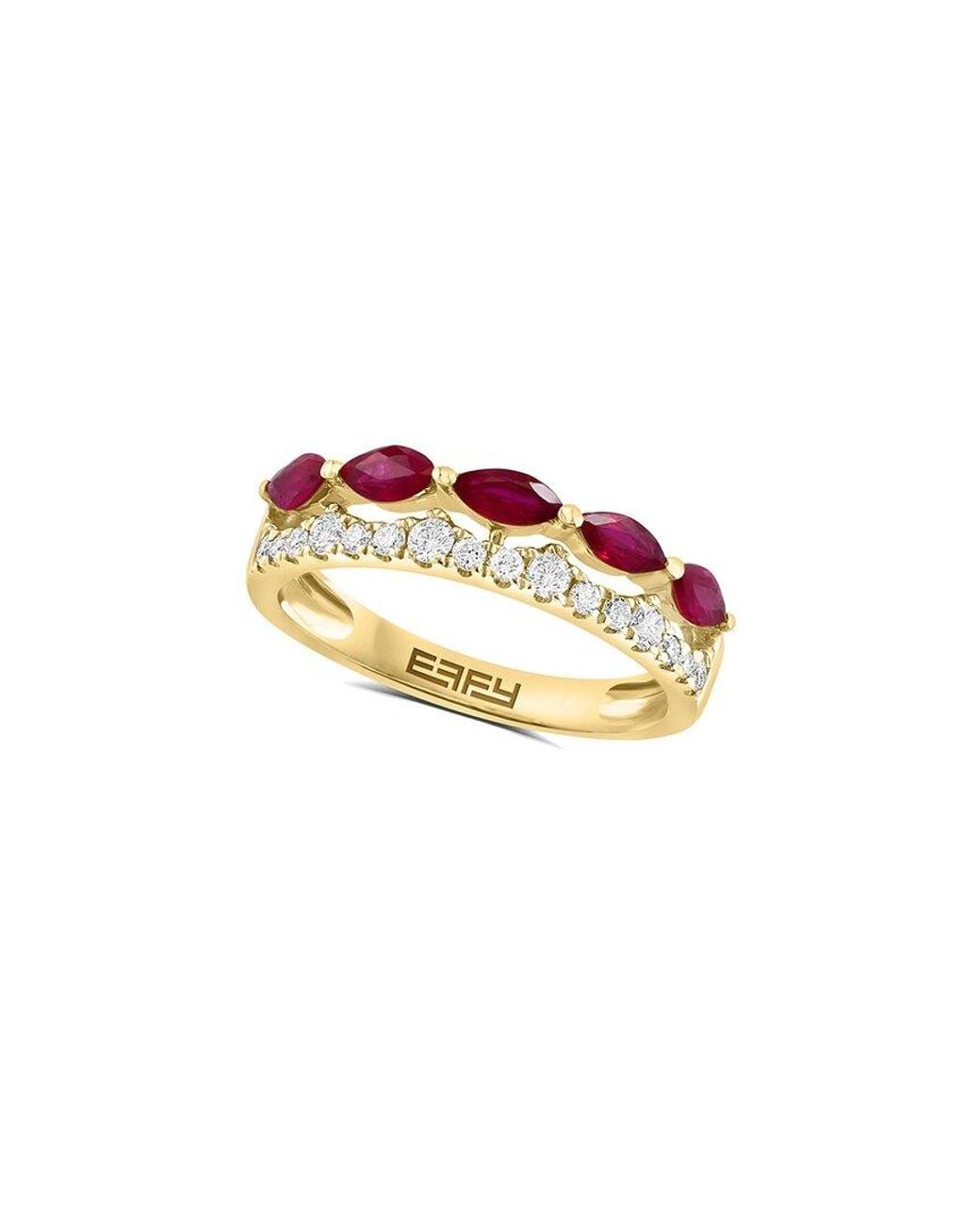 Effy Fine Jewelry White 14K 1.11 Ct. Tw. Diamond & Ruby Ring