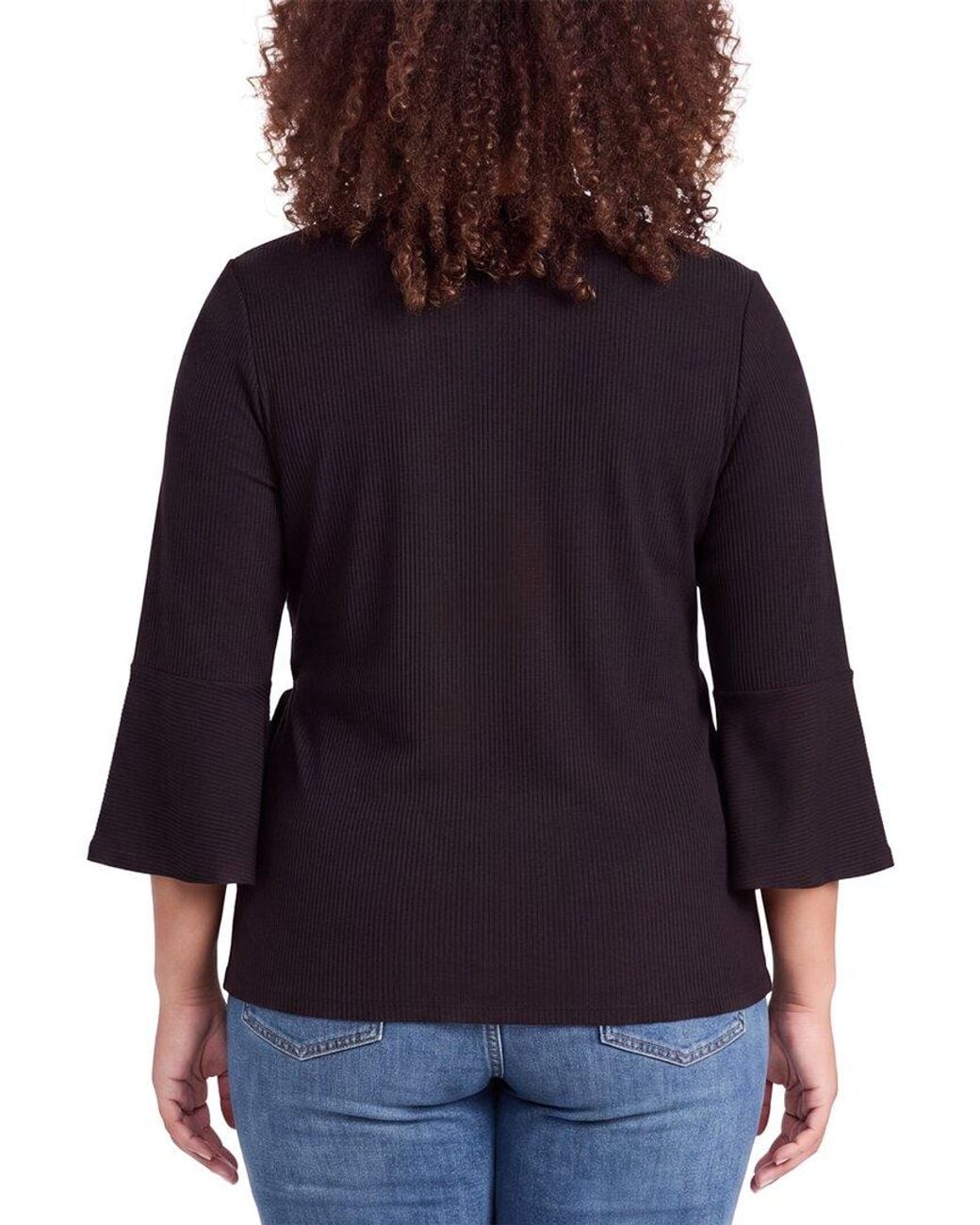 Anne Klein Black Plus Handkerchief Ruffle Shirt