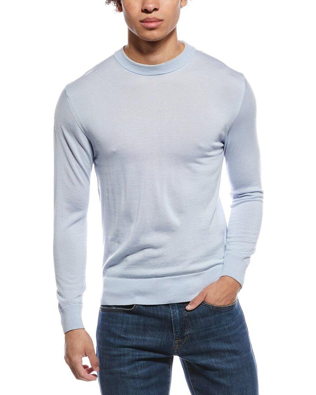 Eleventy Blue Wool & Silk-Blend Crewneck Sweater for men