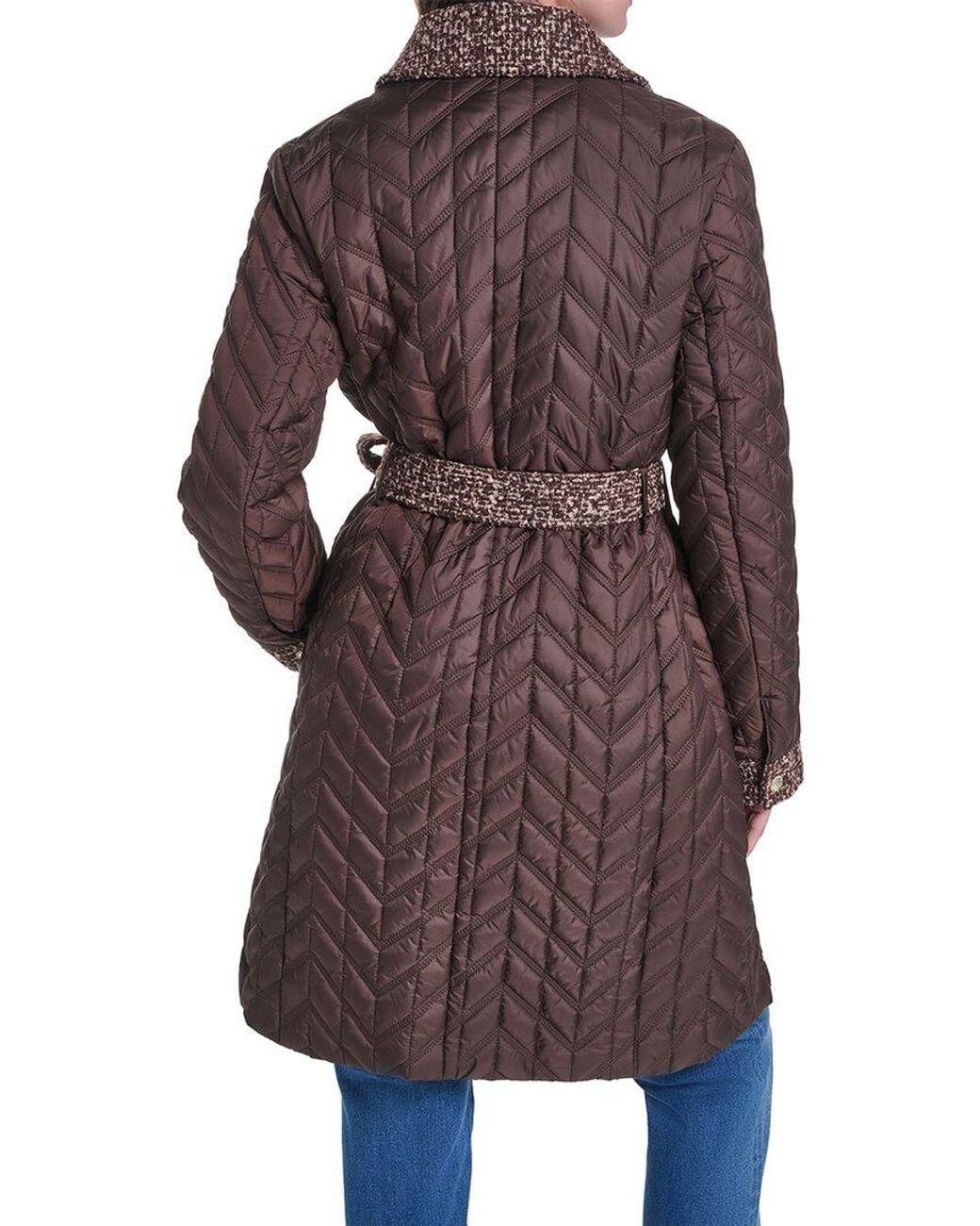 Karl Lagerfeld Brown Quilted Coat