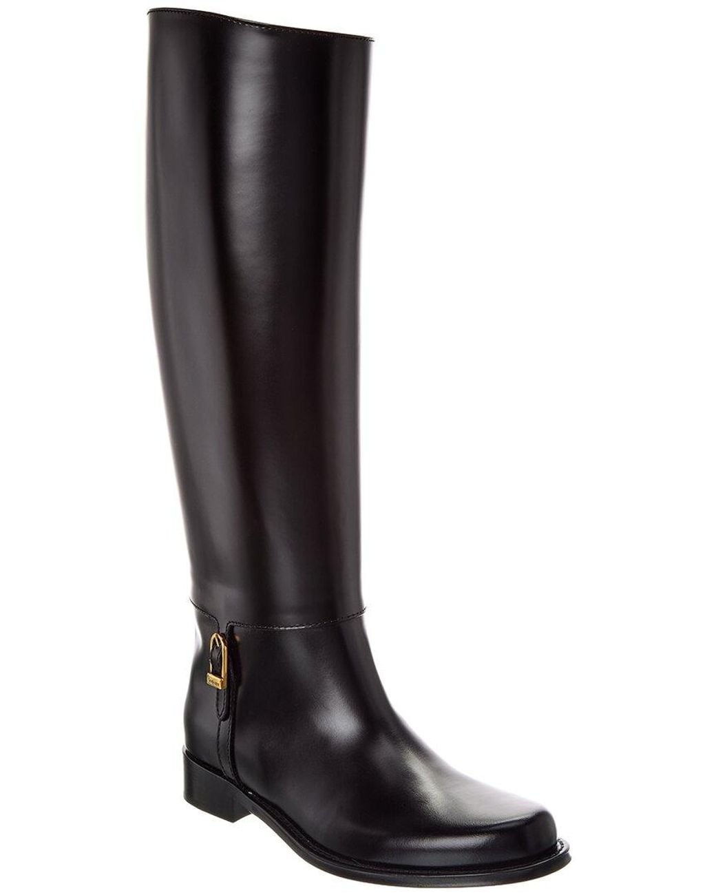 Saint Laurent Black Julia Leather Knee-High Boot