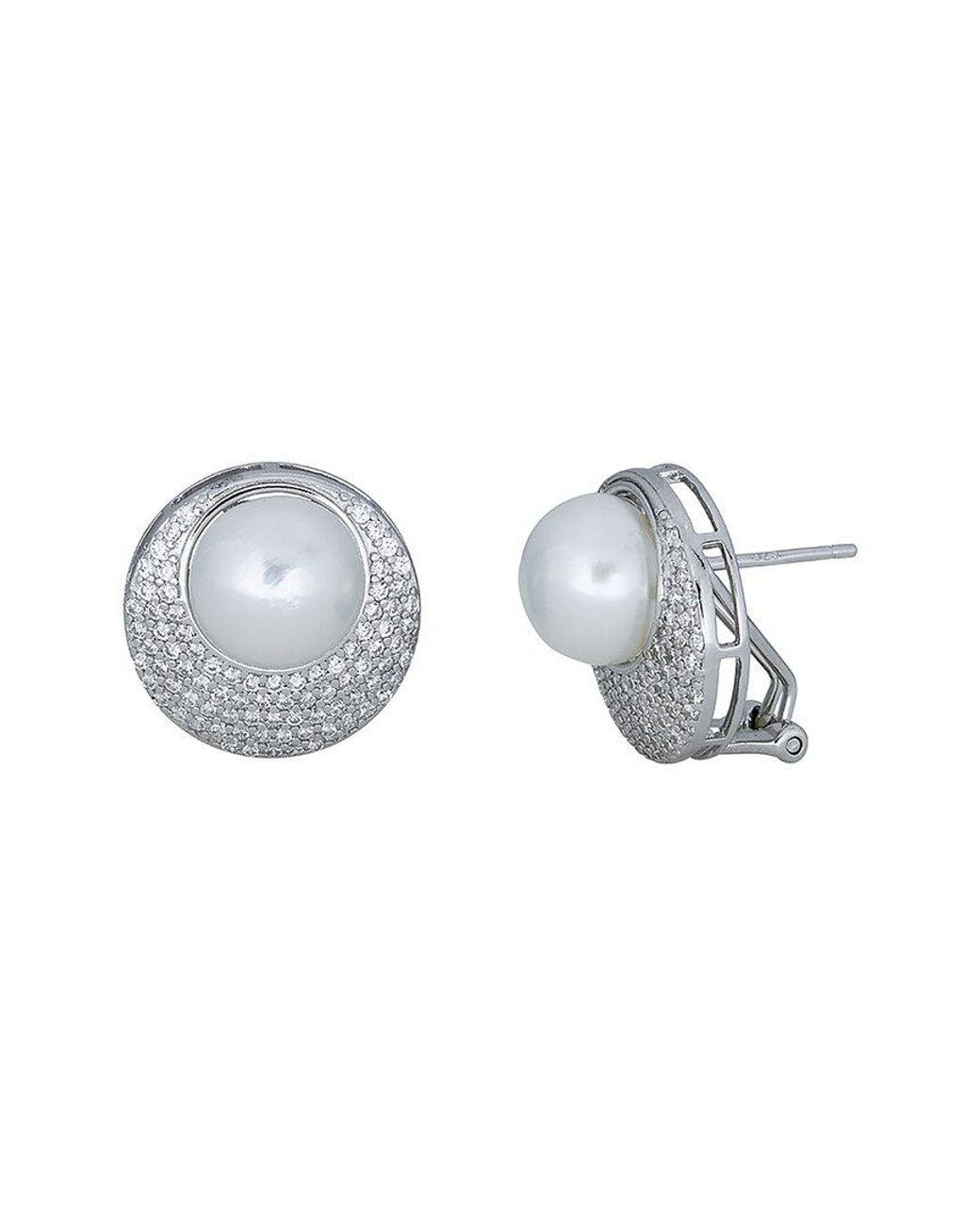 Belpearl Multicolor 11-12Mm Pearl Cz Post & Clip Earrings