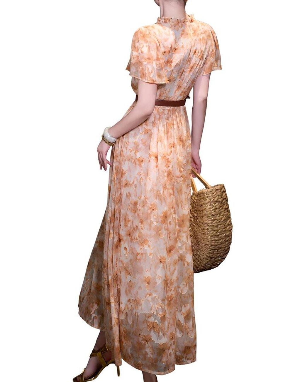 Olivia Taylor Brown Printed Midi Dress