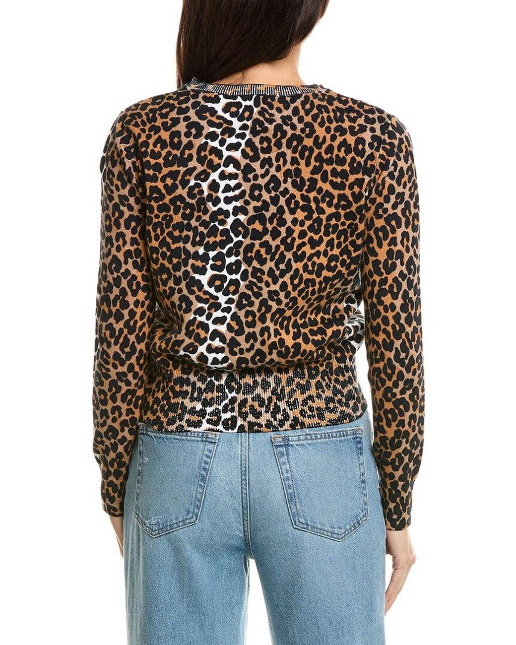 Brodie Cashmere Brown Leopard Cashmere-Blend Cardigan