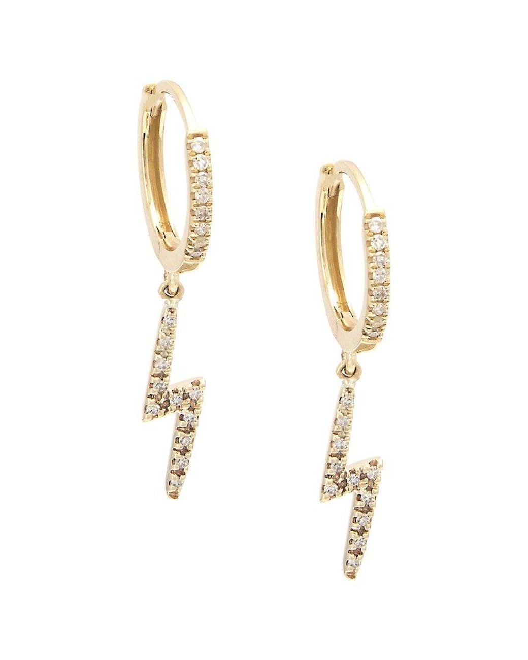 Diamond Select Cuts Metallic 14k 0.13 Ct. Tw. Diamond Lightning Mini Hoops