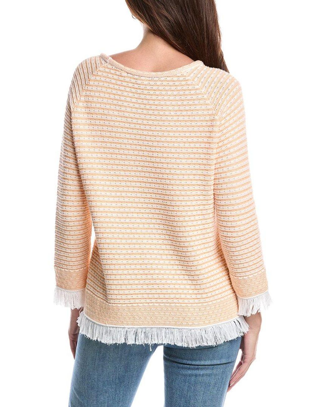Forte Blue Textured Fringe Pullover