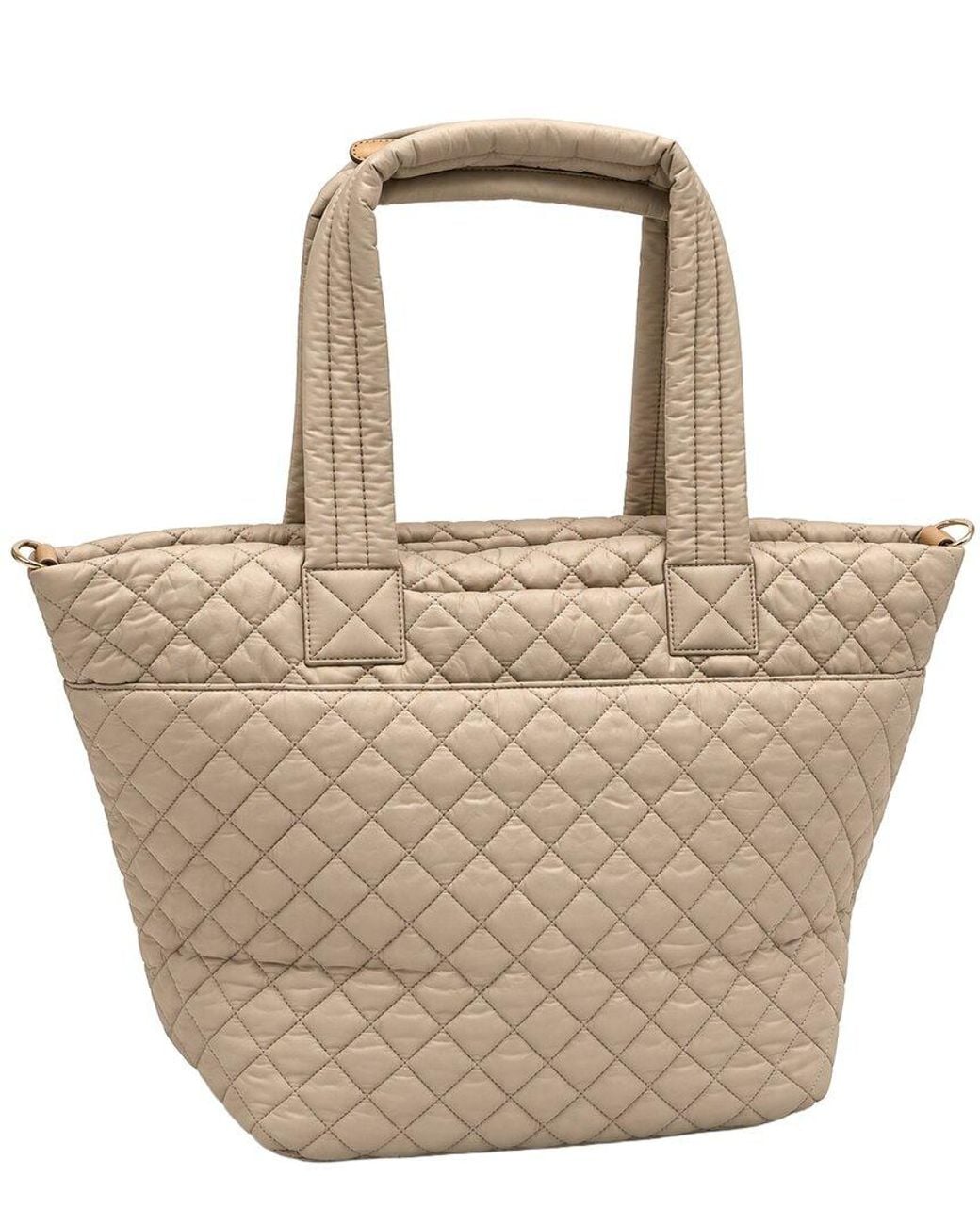 MZ Wallace Natural Medium Metro Nylon & Leather Tote Deluxe