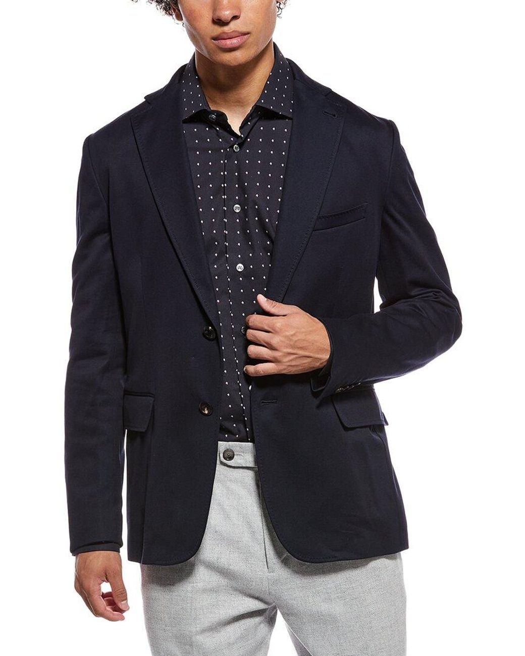 Brioni Blue Solid Blazer for men