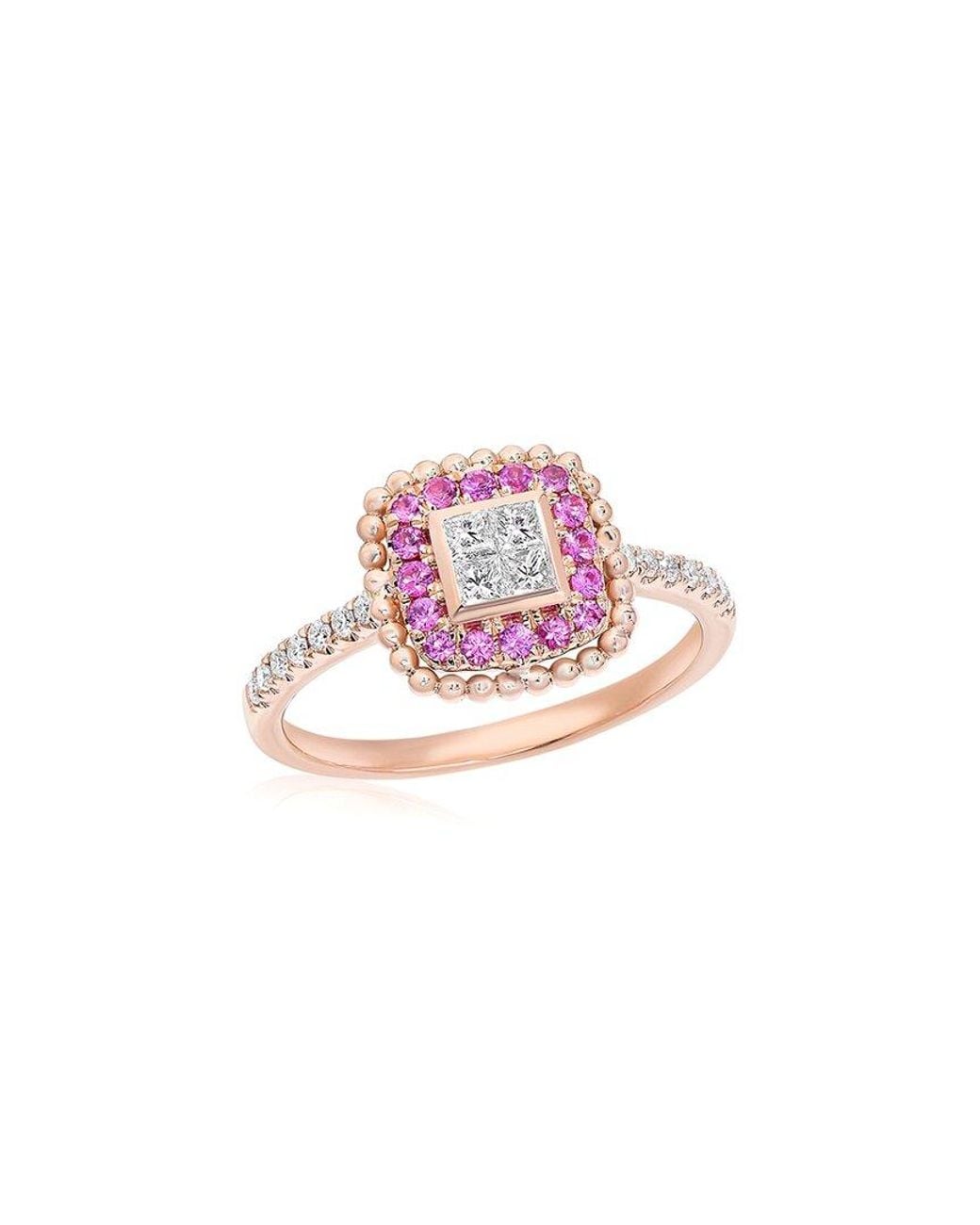 Diana M Pink Fine Jewelry 14k Rose Gold 0.29 Ct. Tw. Diamond & Sapphire Ring