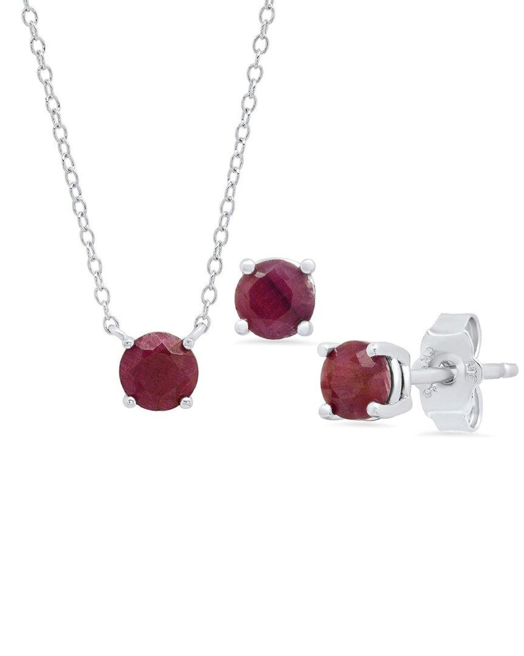 MaxColor Multicolor 1.68 Ct. Tw. Ruby Pendant & Studs Set
