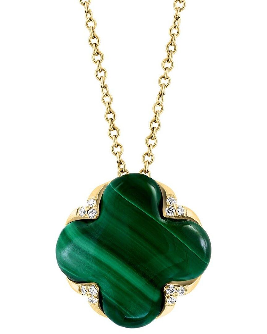 Effy Fine Jewelry Green 14K 7.75 Ct. Tw. Diamond & Malachite Necklace