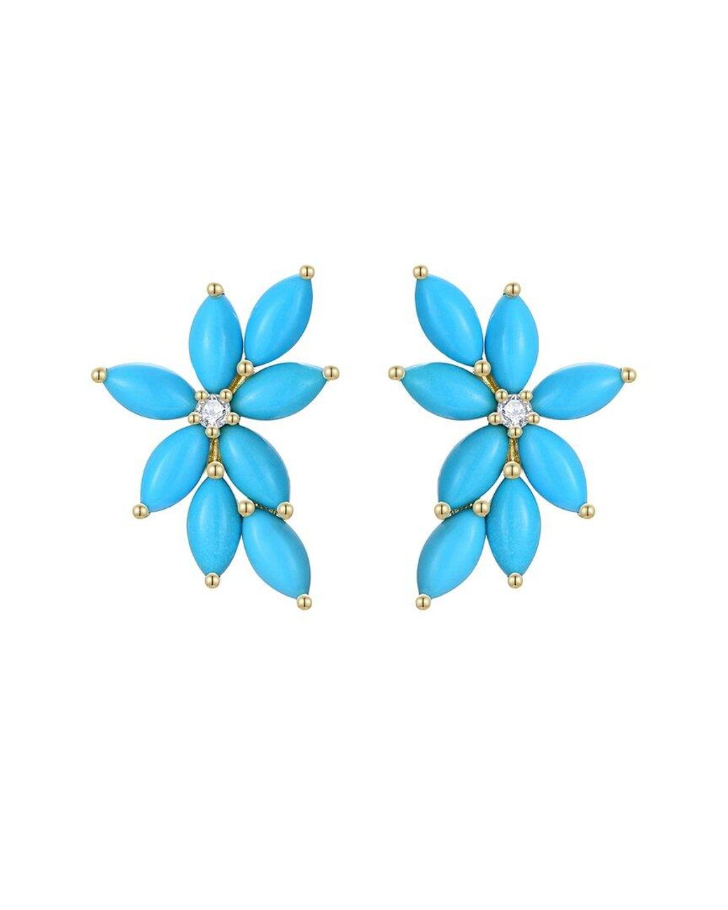 Nina Zhou Jewelry Blue 14K 2.14 Ct. Tw. Diamond & Cluster Earrings