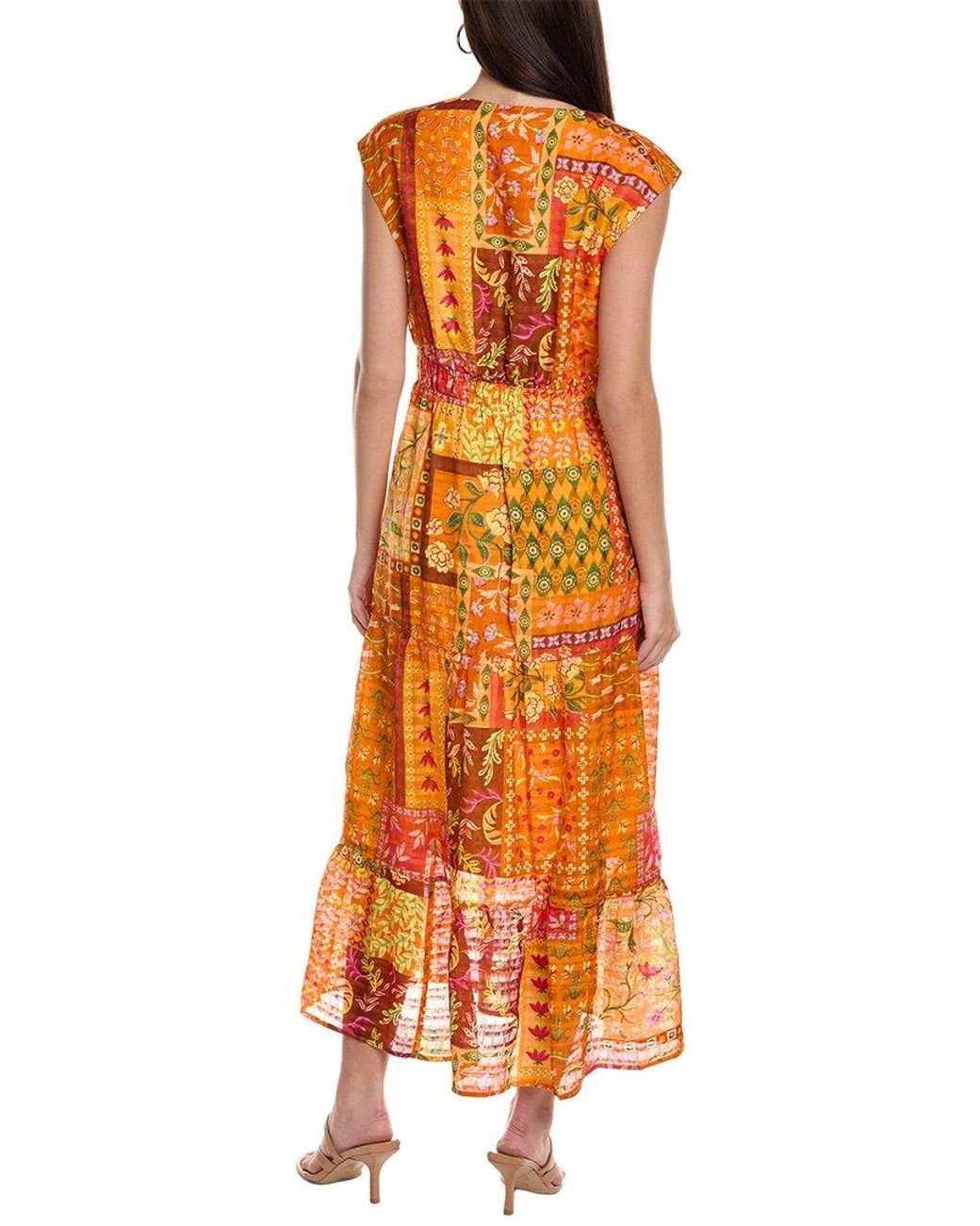 Marie Oliver Orange Indy Linen-Blend Maxi Dress