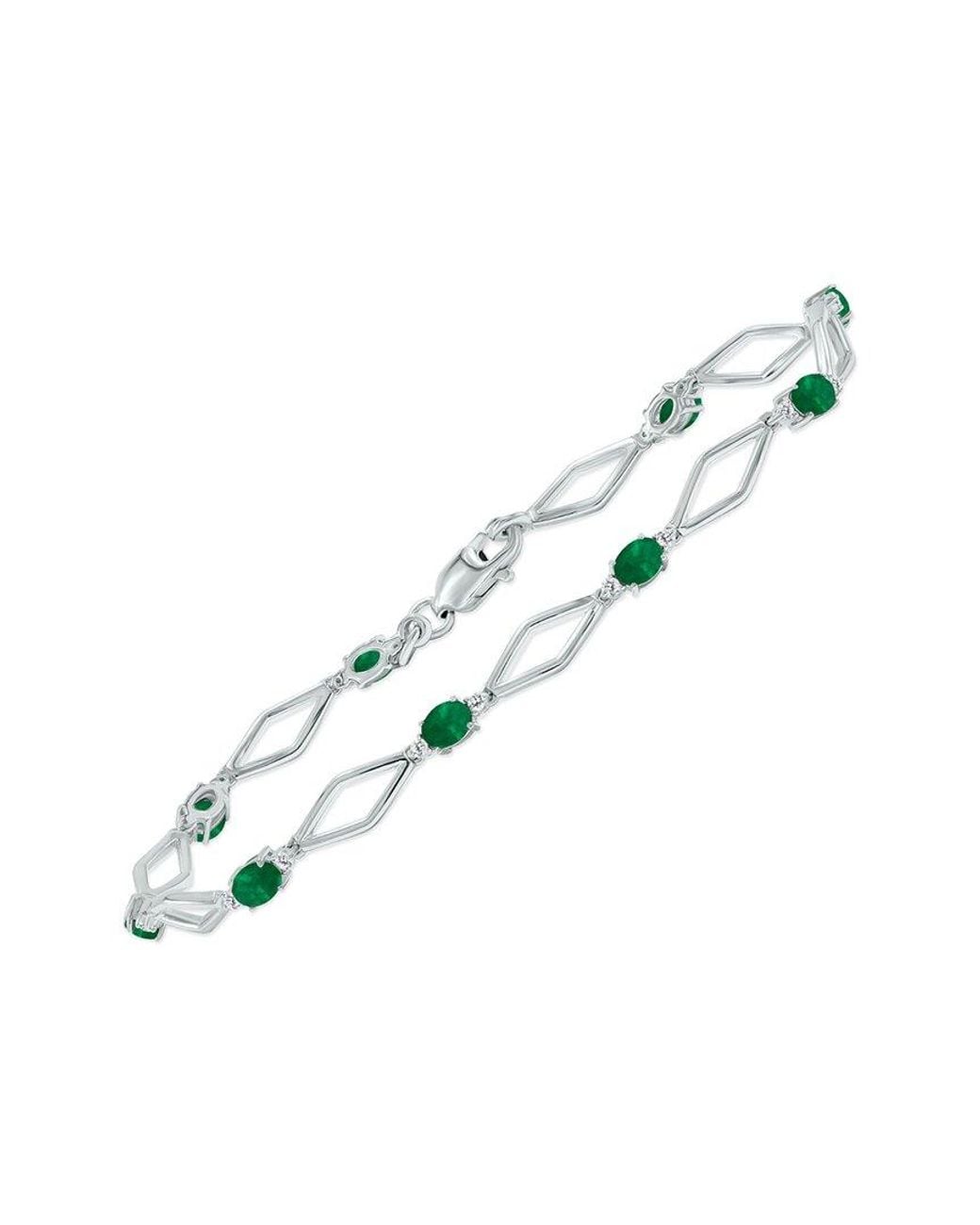 Gemstones Metallic 1.60 Ct. Tw. Diamond & Emerald Bracelet