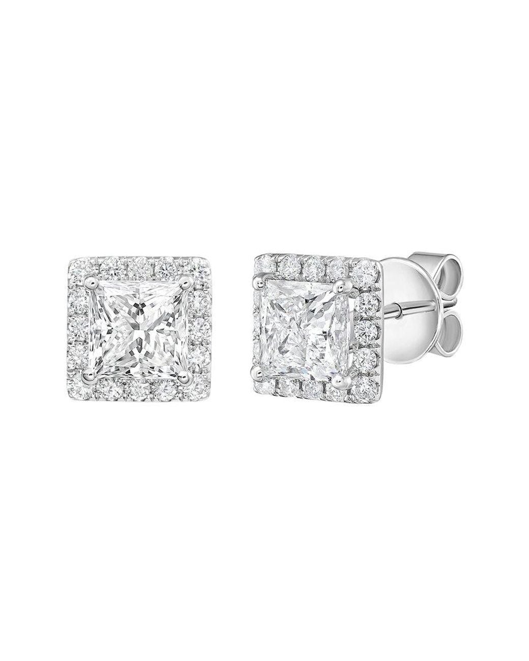 Diana M Metallic 14K 15.00 Ct. Tw. Lab-Grown Diamond Halo Earrings
