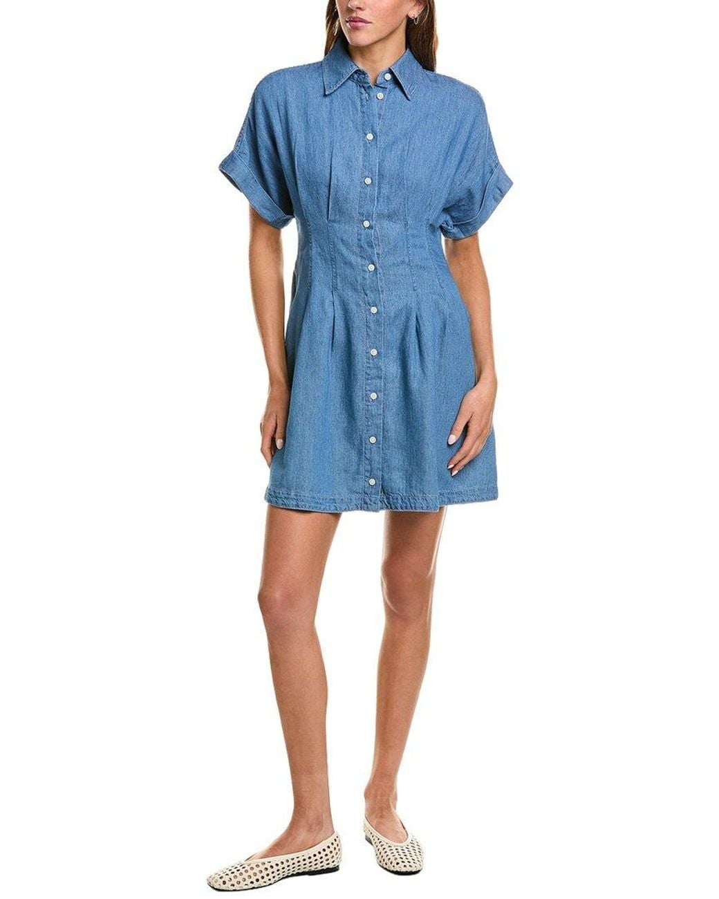 Madewell Blue Denim Opal Linen-Blend Shirtdress