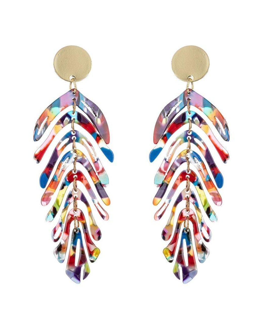 Eye Candy LA White Leaf Drop Earrings