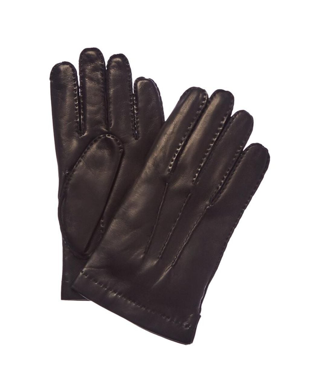 Portolano Brown Black Cashmere-lined Leather Gloves for men