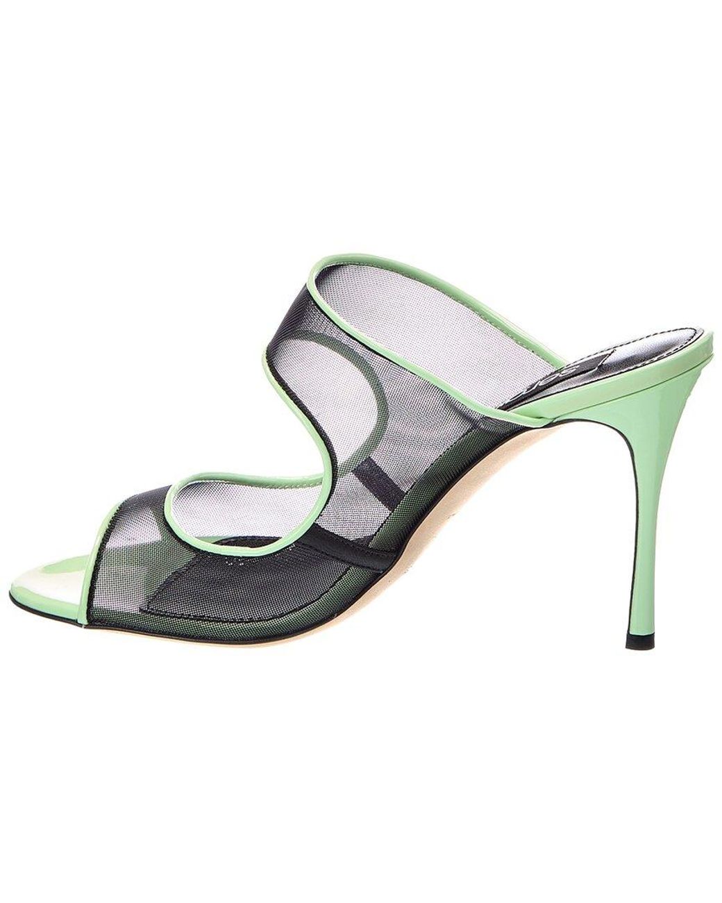Sergio Rossi Blue Godiva 90 Mesh & Patent Sandal