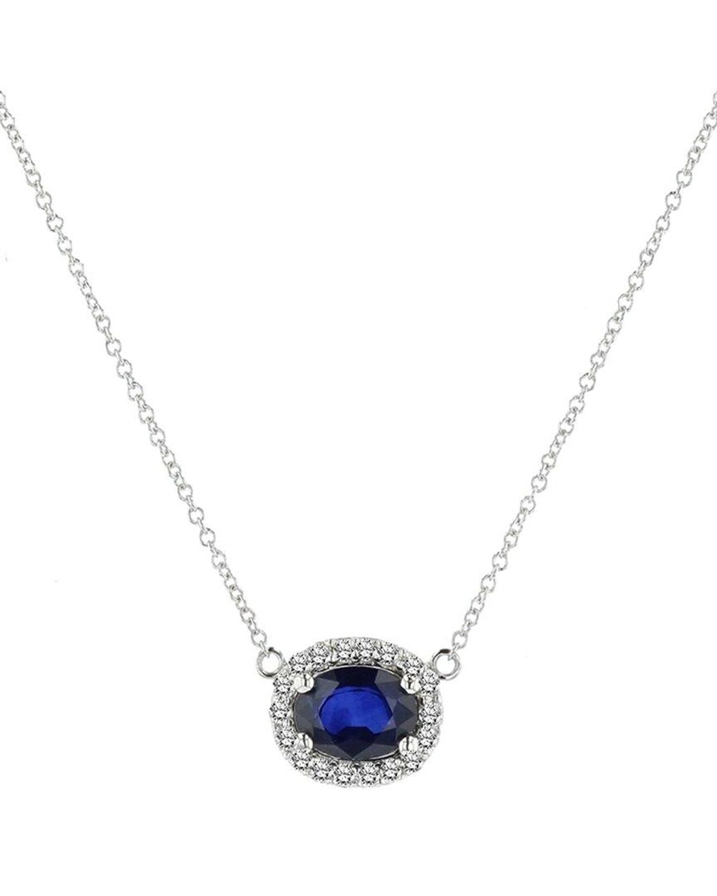 Diana M Blue Fine Jewelry 14k 1.15 Ct. Tw. Diamond & Sapphire Pendant Necklace