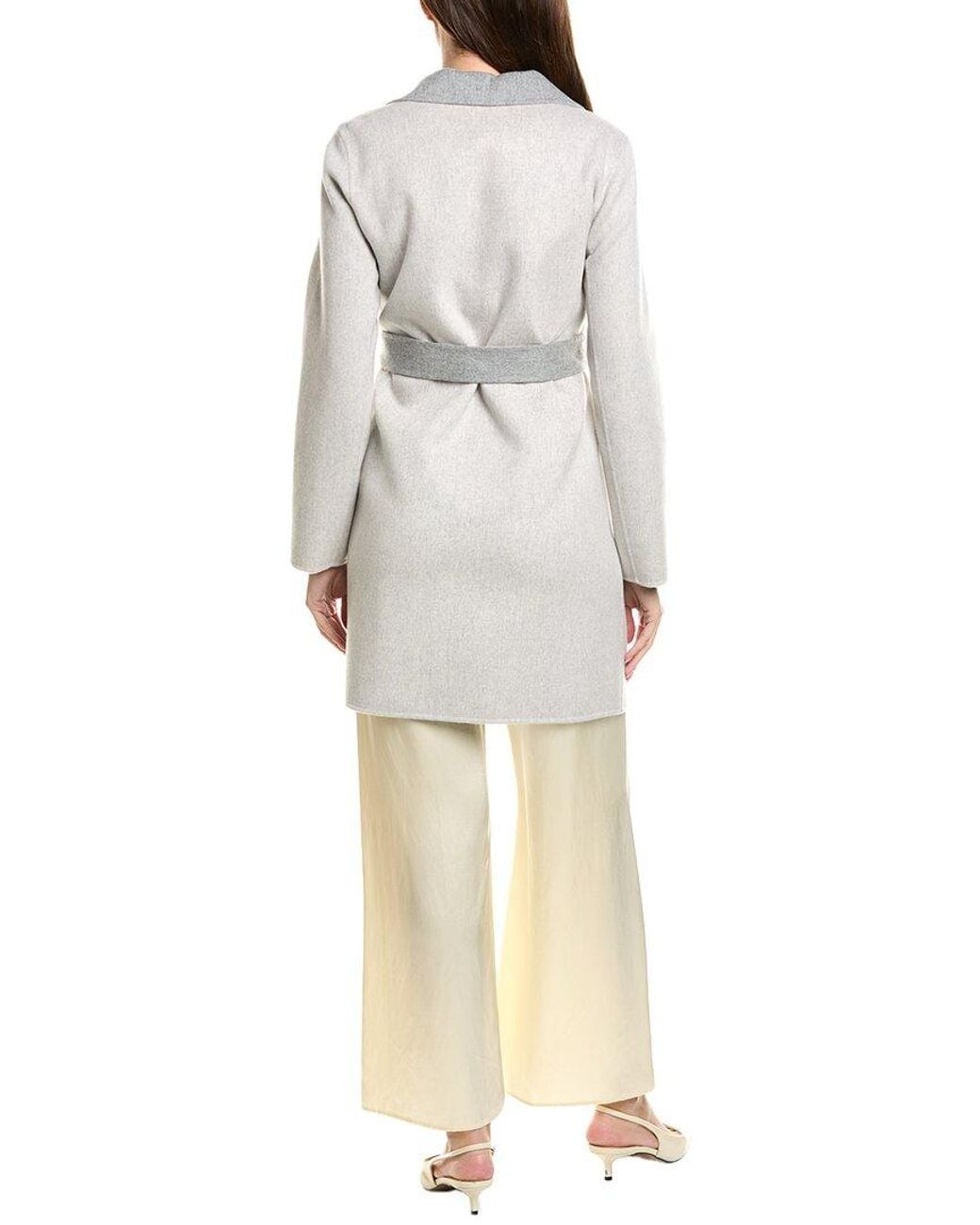 Sofiacashmere White Sofiacashmere Doubleface Notch Lapel Wool & Cashmere-Blend Coat