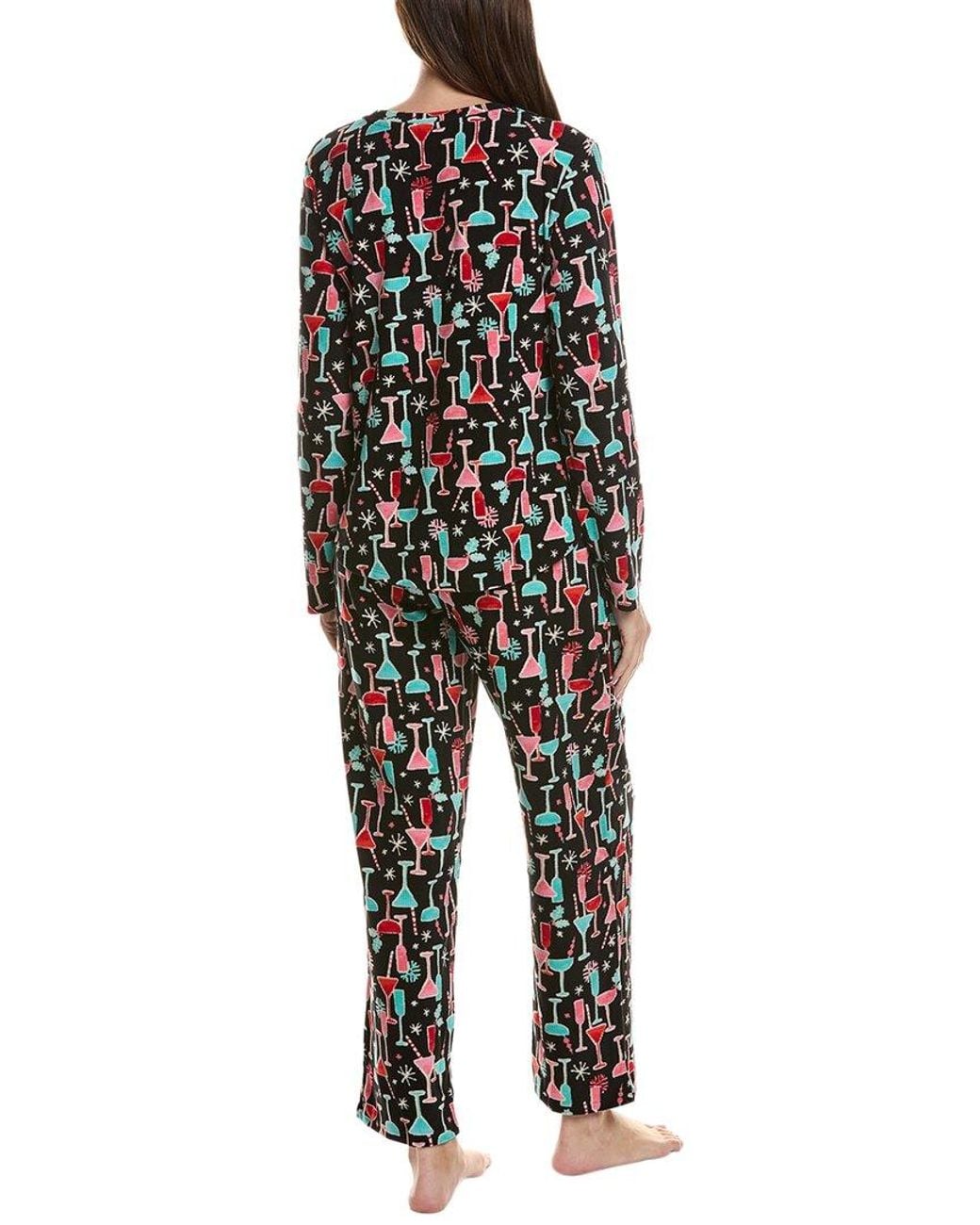 Hue Black 2Pc Waffle Fleece Pajama Set