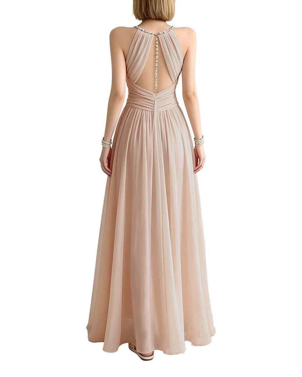 Linda Charm Natural Sleeveless Maxi Dress