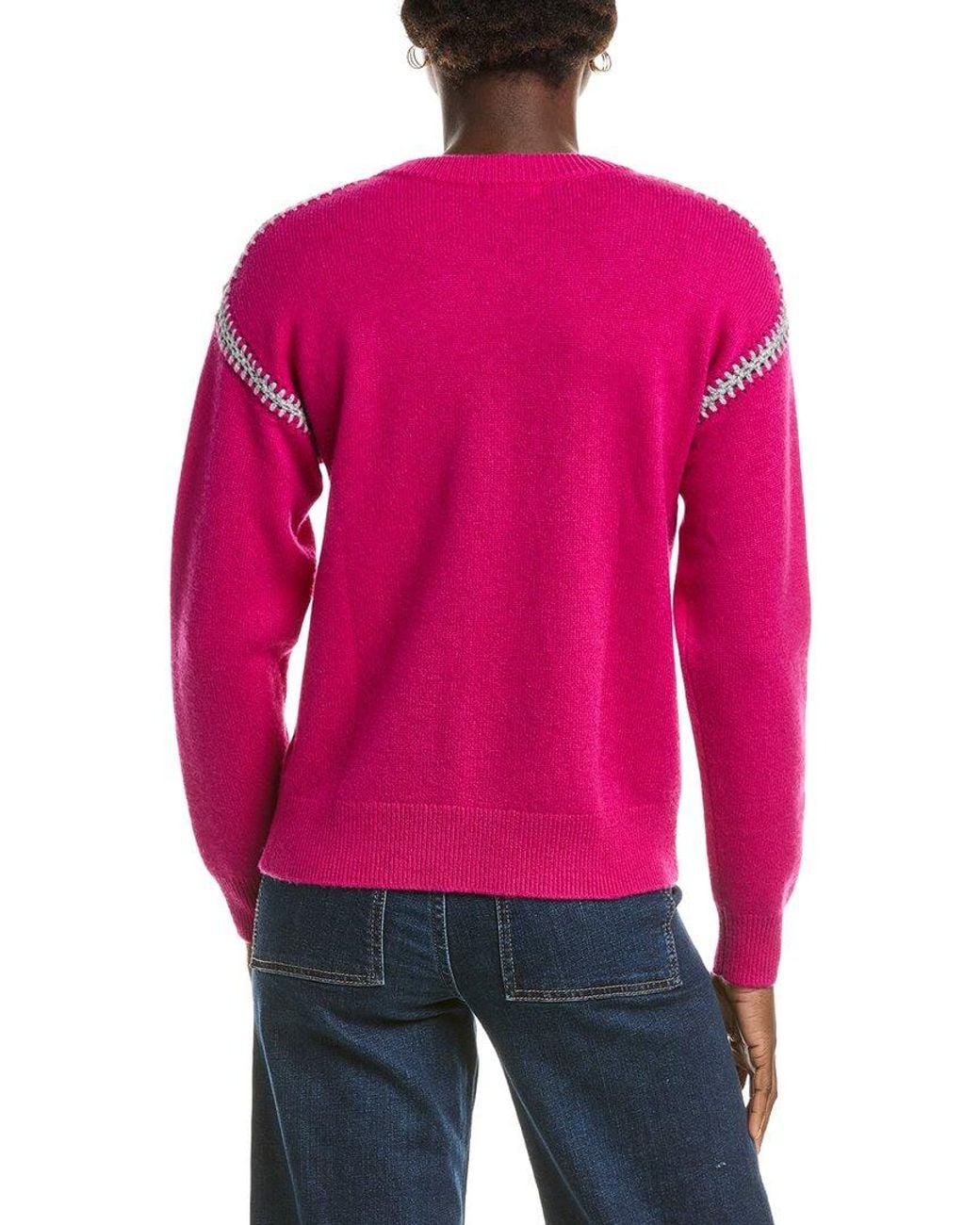 Johnny Was Red The Crewneck Whipstitch Wool & Cashmere-Blend Pullover