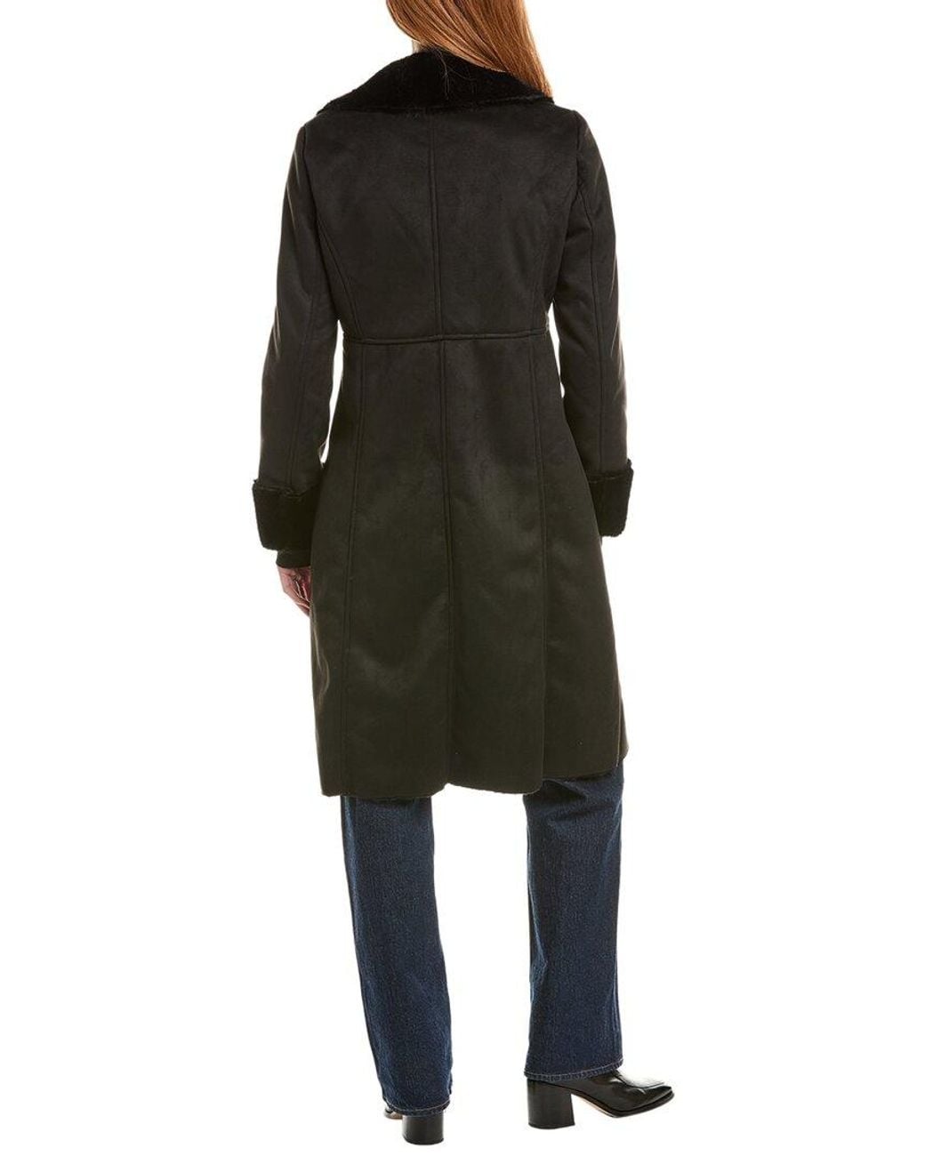 Via Spiga Black Notch Collar Maxi Coat