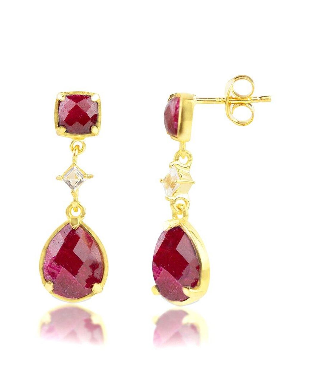 MaxColor Pink 18K Over 1.50 Ct. Tw. Ruby Dangle Earrings