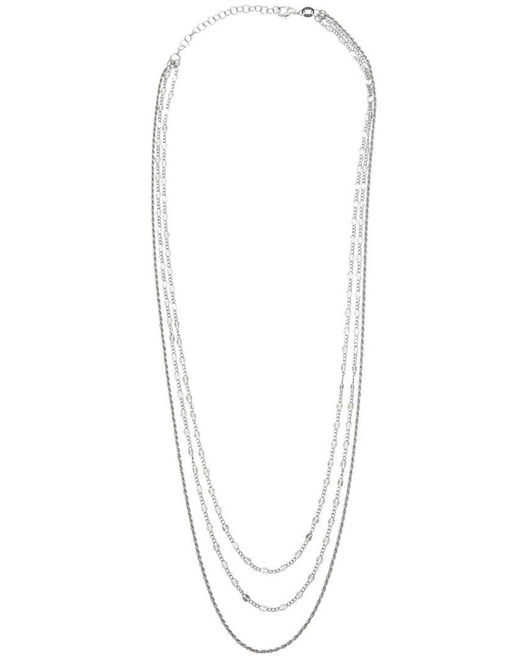Italian Gold Over Silver White 18K Plated Multi Strand Necklace