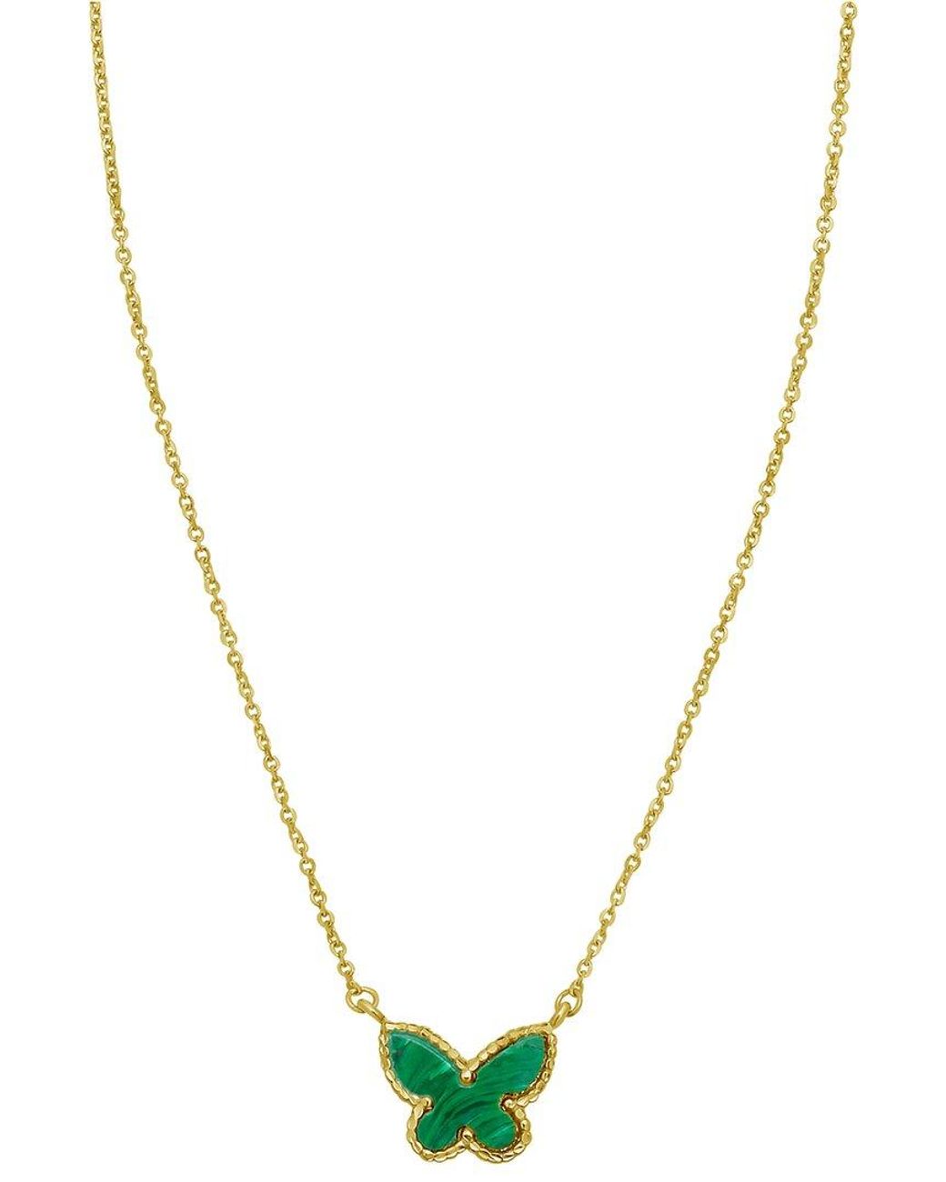 Italian Gold Metallic 14K Malachite Necklace