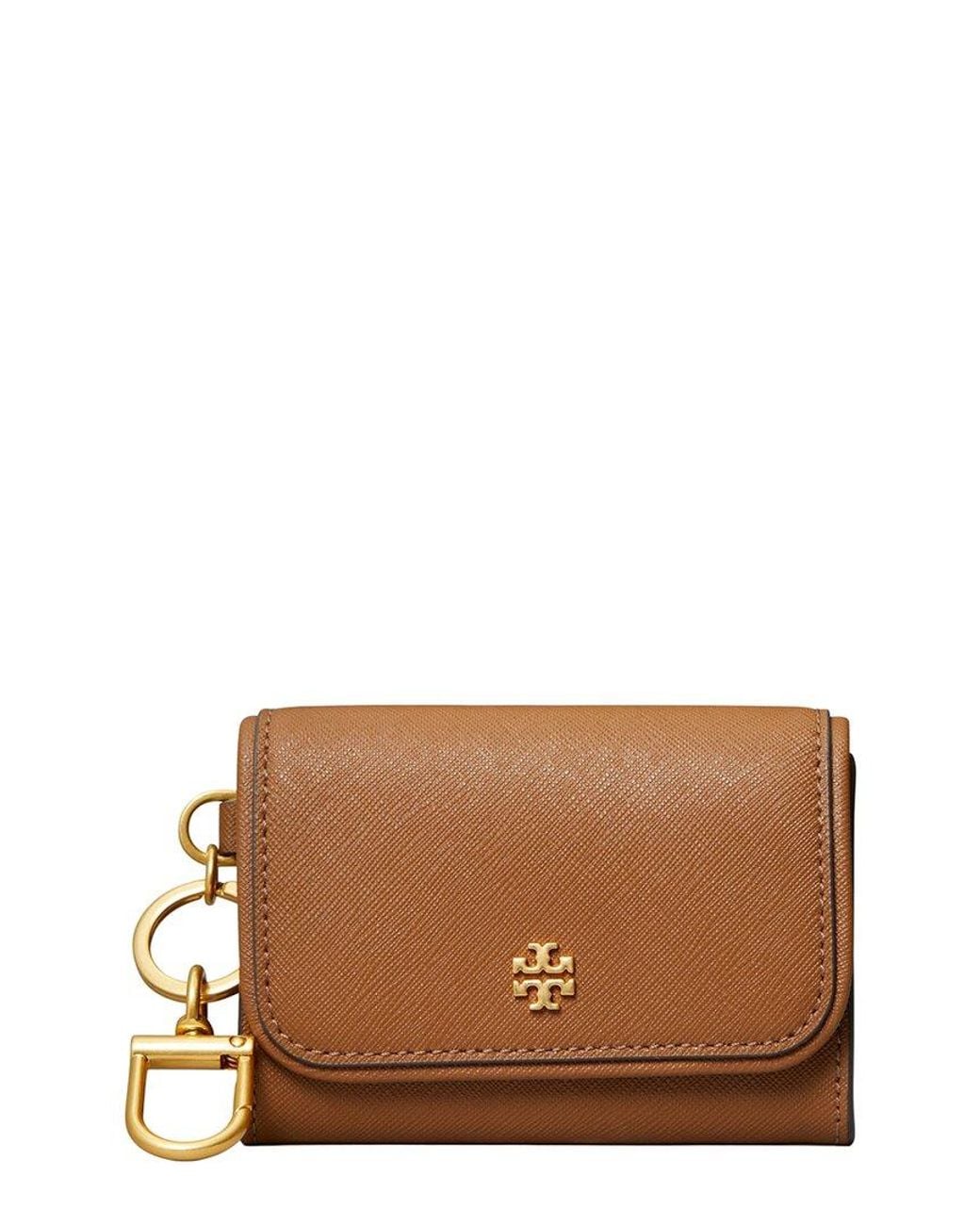 Tory Burch Emerson Flap Leather Card Case in Brown | Lyst UK