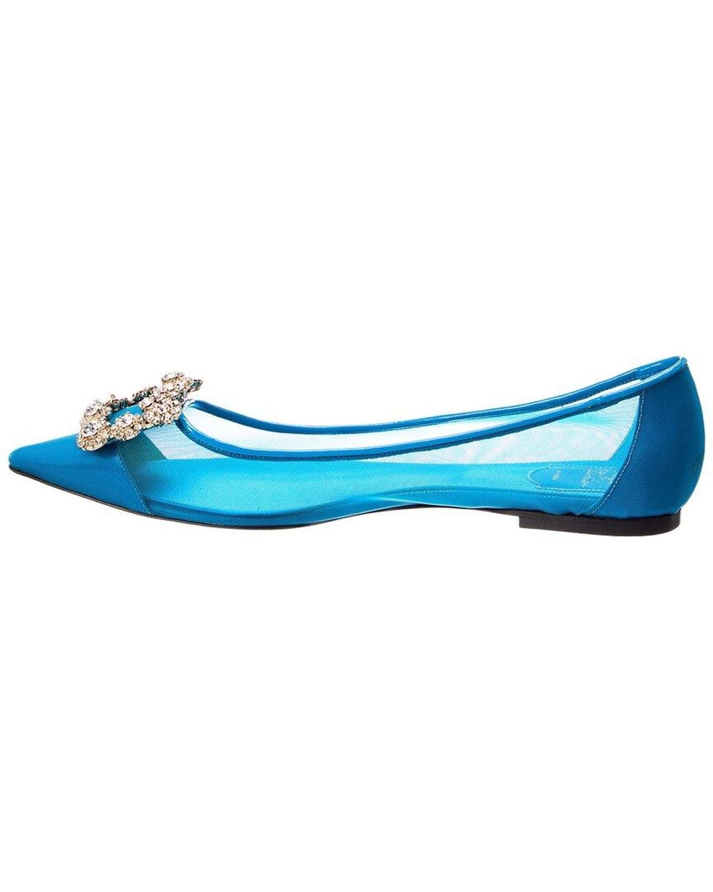 Roger Vivier Blue Mesh & Patent Flat