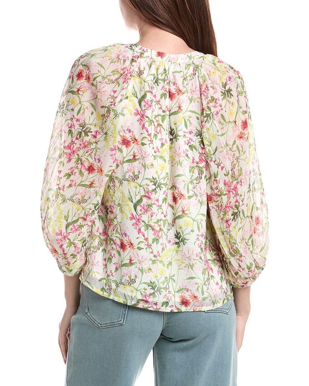 Vince Camuto Natural Button Up Blouse W Pleated Rag