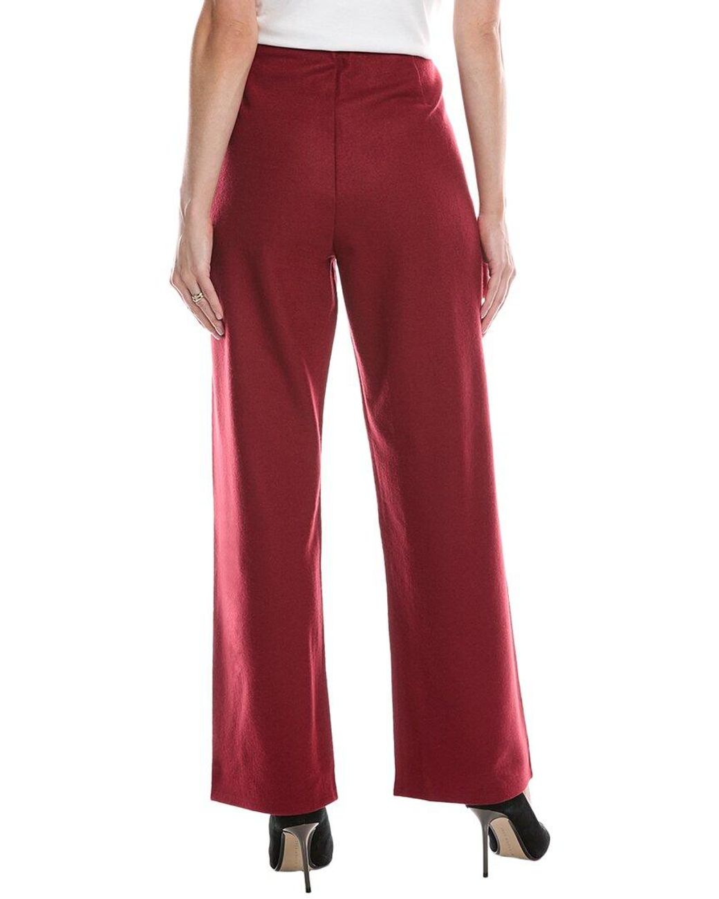 Eileen Fisher Red Straight Wool Pant