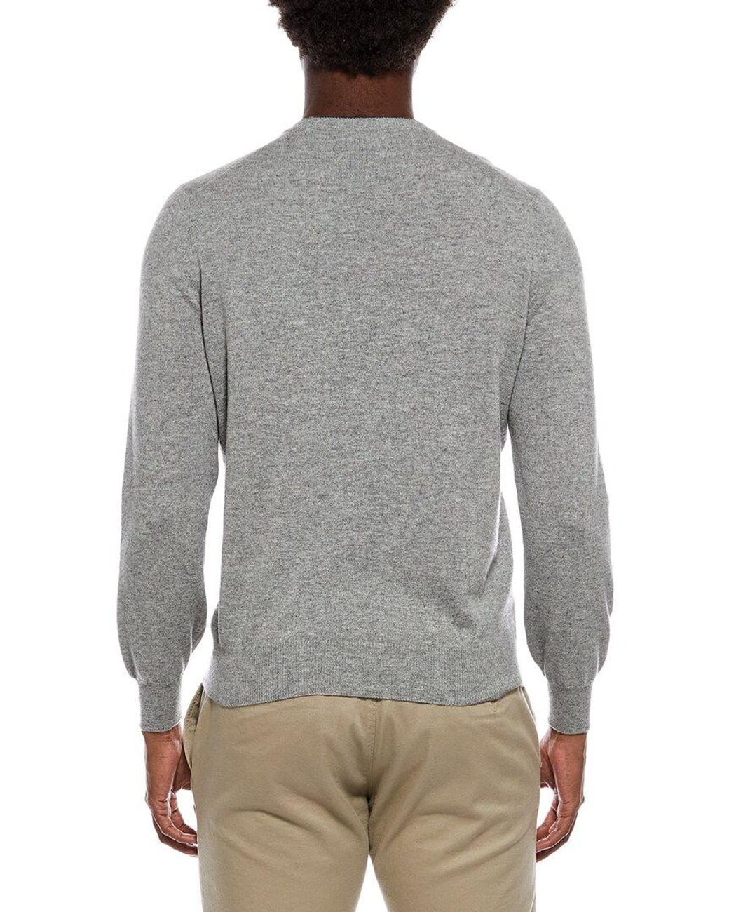 Brunello Cucinelli Gray 100% Cashmere V-Neck Sweater for men