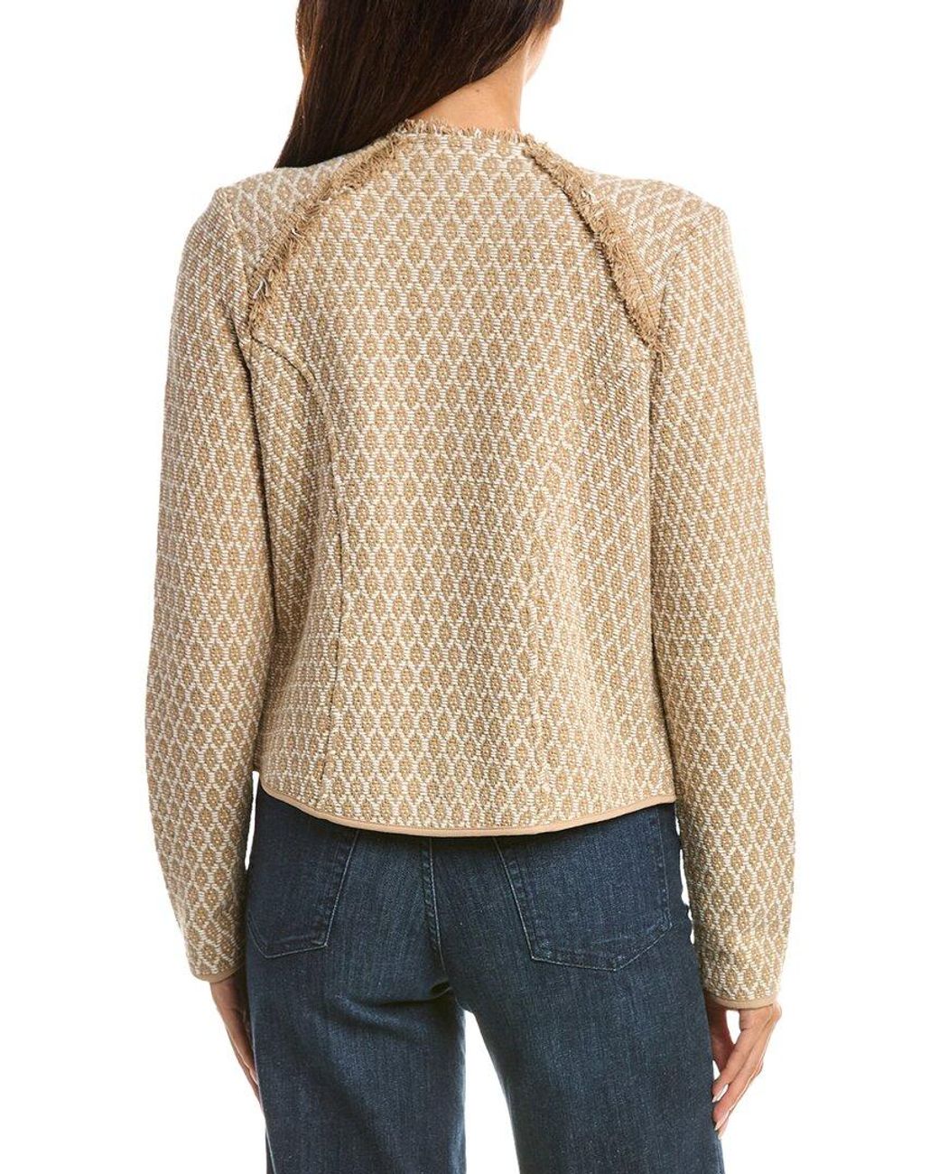 NIC+ZOE Natural Brocade Fringe Knit Jacket